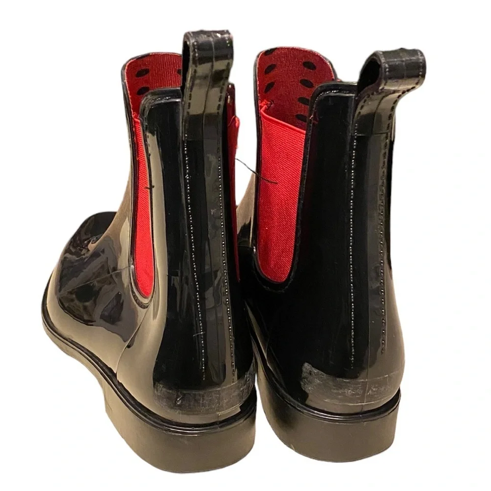 Lauren Ralph Lauren black and red rain ankle booties women’s size 9